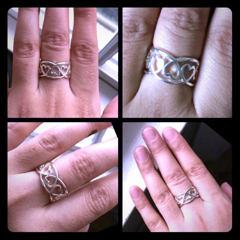 925 sterling silver heart love ring